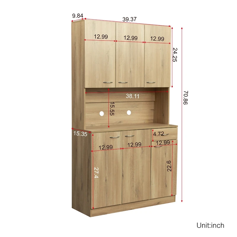 Streamdale 6-Door Kitchen Cabinet with Drawer & Shelves
