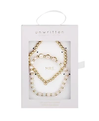 Unwritten White Quartz and Freshwater Pearl Mrs Stone and Beaded Stretch Bracelet Set