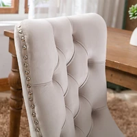 Modern, High-end Tufted Solid Wood Contemporary Velvet Upholstered Dining Chair with Wood Legs Nailhead Trim 2-Pcs Set,Beige