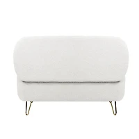 Streamdale Furniture Ivory Storage Ottoman Bench For End Of Bed Gold Legs, Modern Ivory Faux Fur Entry