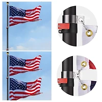 30 Ft Telescopic Aluminum Flag Pole Kit with 136 Led Solar Light Us Flag Garden