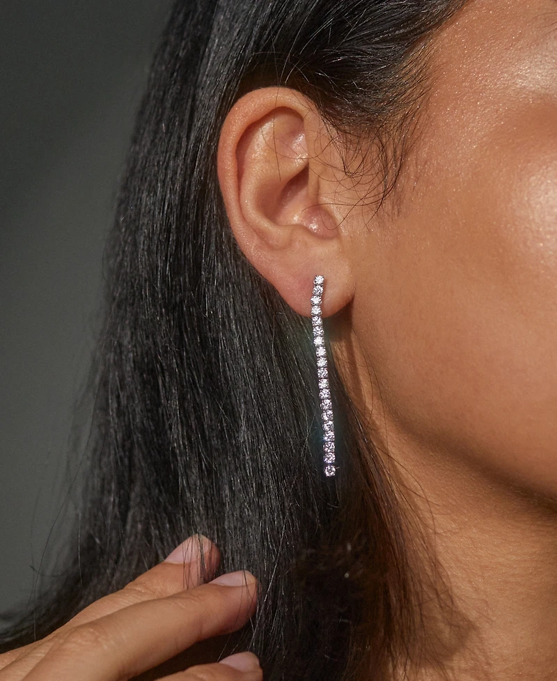 Eliot Danori Silver-Tone Cubic Zirconia Linear Drop Earrings, Created for Macy's