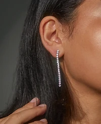 Eliot Danori Silver-Tone Cubic Zirconia Linear Drop Earrings, Created for Macy's