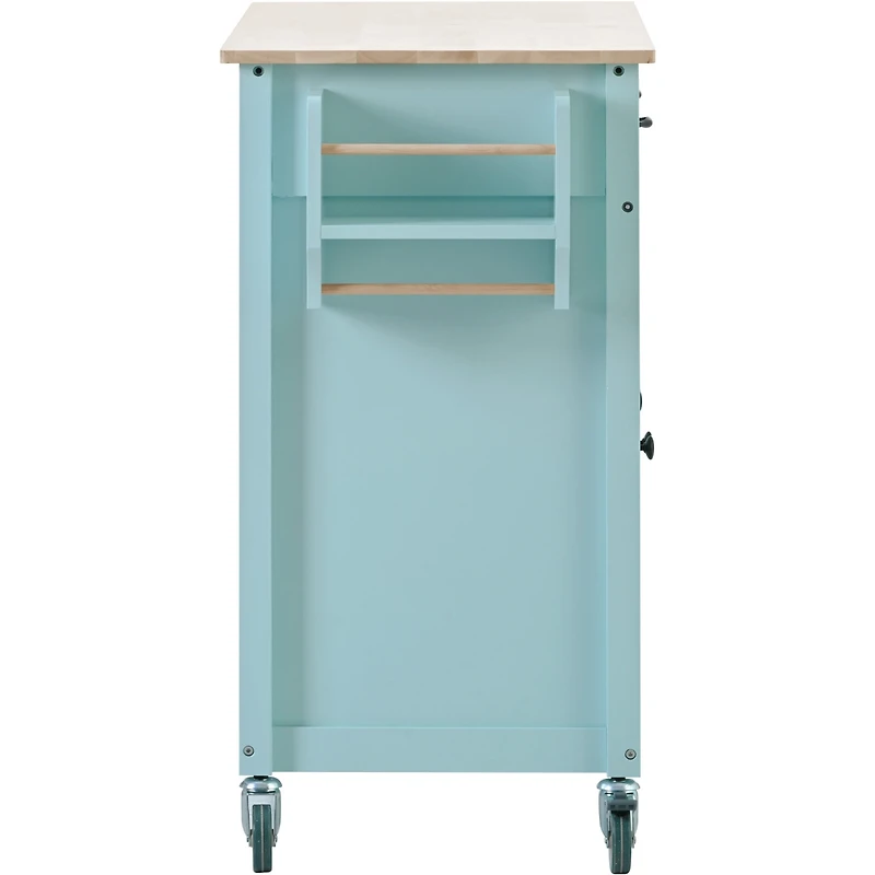 Streamdale Kitchen Island Cart with Cabinet and Drawers - Mint Green