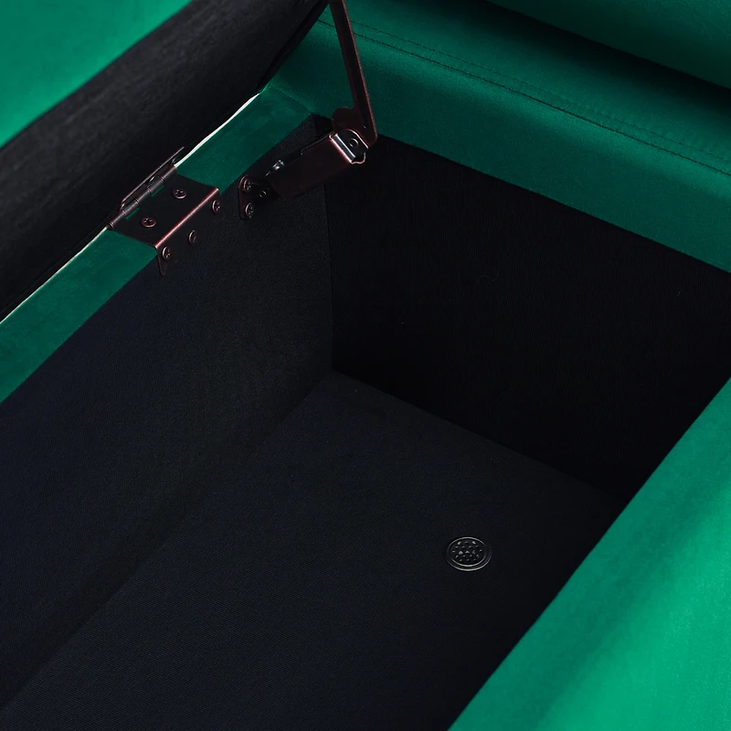 Green Velvet Storage Bench with Iron Legs