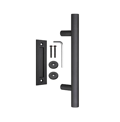1x12" Sliding Barn Door Pull Flush Handle Gate Hardware Set Heavy Duty Cast Iron Matte Black