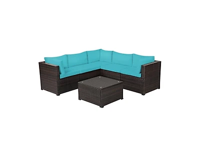 Slickblue 6 Pieces Rattan Patio Sectional Sofa Set with Cushions for 4-5 Person