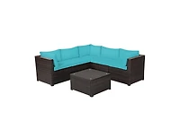Slickblue 6 Pieces Rattan Patio Sectional Sofa Set with Cushions for 4-5 Person