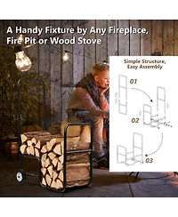 Slickblue Firewood Log Cart Carrier with Anti-Slip and Wear-Resistant Wheels