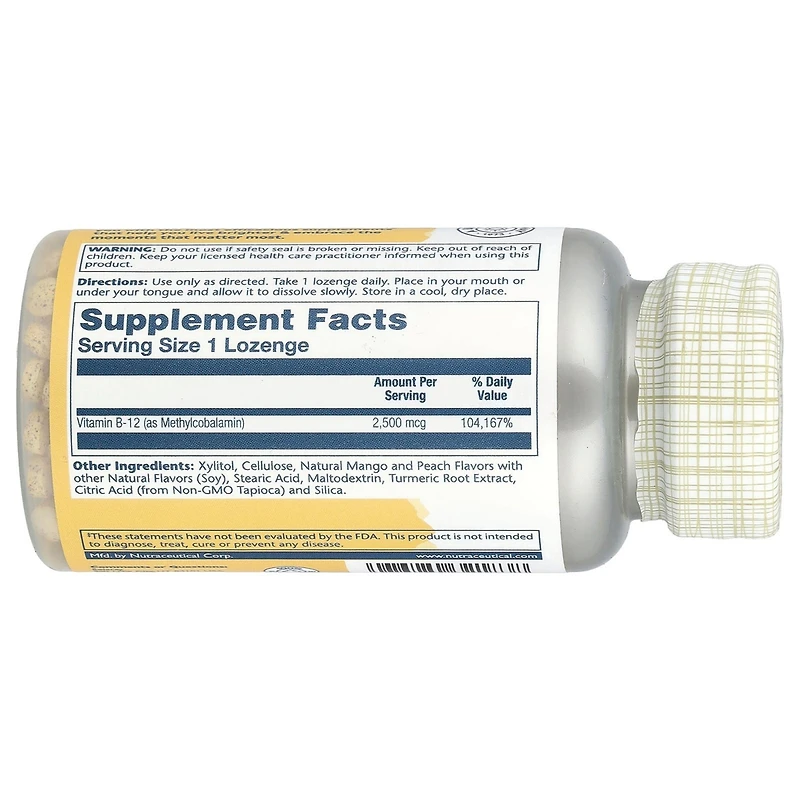 Solaray Methyl B-12 Lozenges Natural Mango Peach 2 500 mcg - 60 Lozenges