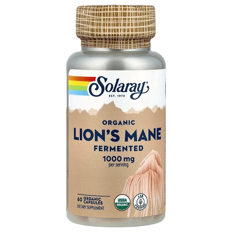 Solaray Organic Lion's Mane Fermented - 60 Organic Capsules (500 mg per Capsule)