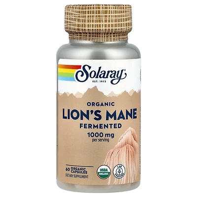 Solaray Organic Lion's Mane Fermented - 60 Organic Capsules (500 mg per Capsule)