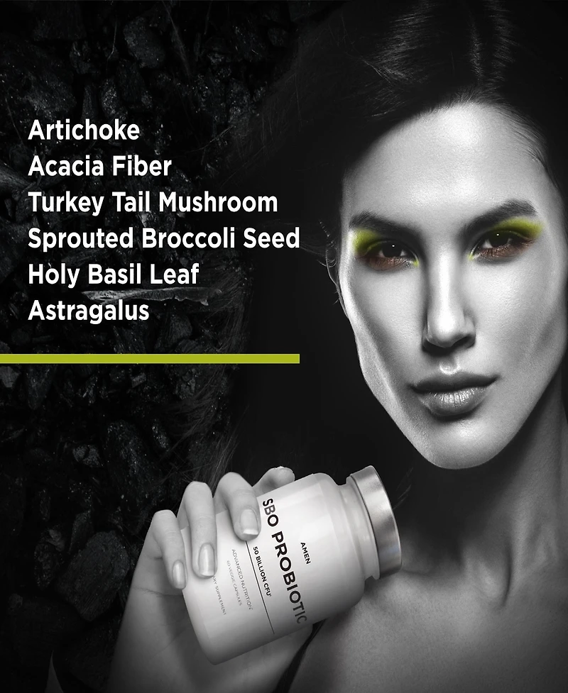 Amen Probiotics Supplement, Sbo Probiotic and Organic Prebiotics, 50 Billion CFUs, Shelf Stable, No Refrigeration Required, Flora Daily Probiotic Form