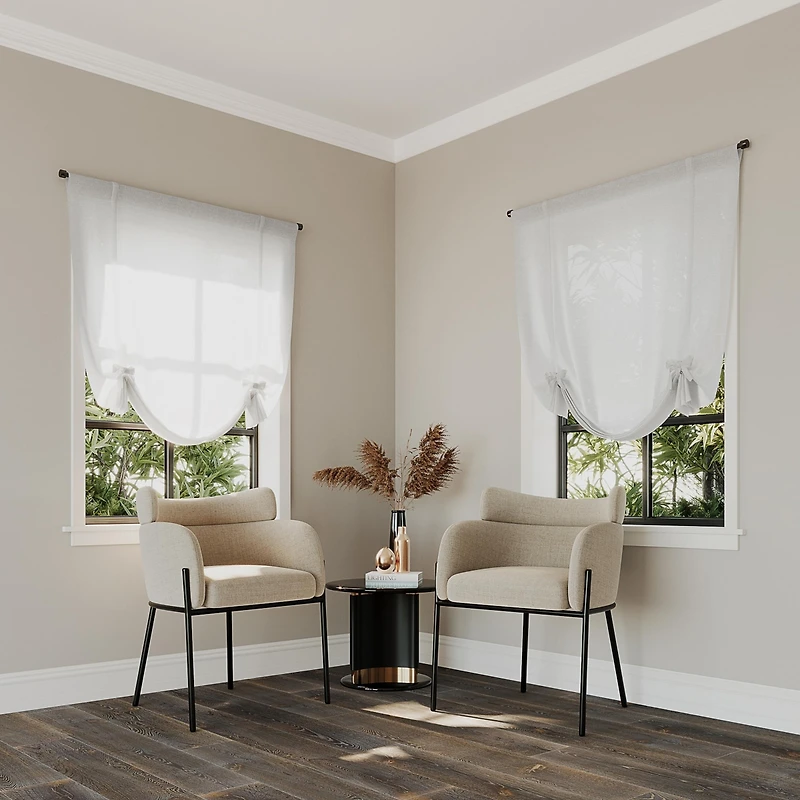 Slub Textured Linen Blend Tie-up Balloon Window Shade
