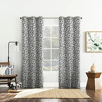 Satti Embroidered Leaf 100% Blackout Grommet Curtain Panel