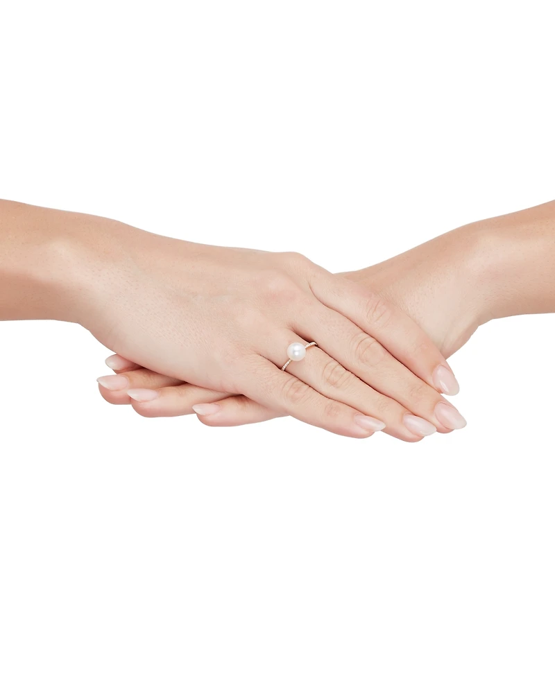 Honora Cultured Freshwater Pearl (8mm) & Diamond (1/10 ct. t.w.) Ring in 10k Gold