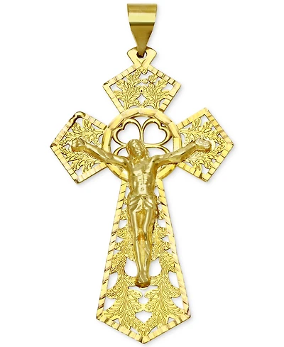 Filigree Crucifix Fancy Openwork Cross Pendant in 10k Gold