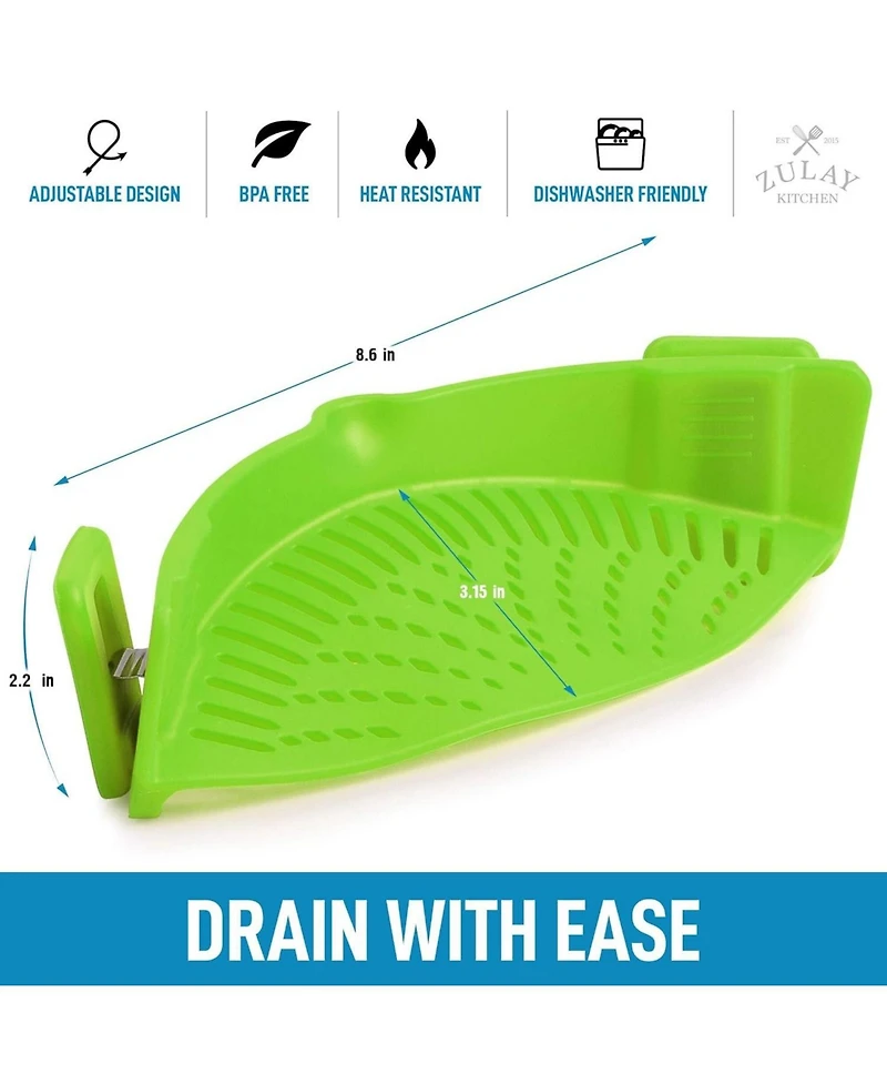 Silicone Pot Strainer - Adjustable Snap On For Most Pots & Pans
