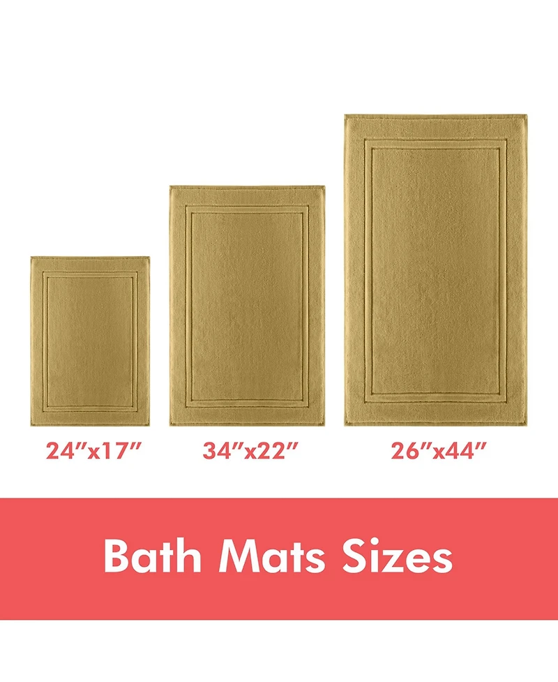 Soft & Absorbent Luxury Cotton Bath Mat 44" x 26 " - 2 Pack