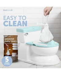 Real Feel 2-in-1 Potty with Wipes Storage, Flushing Sounds & Disposable Liners - Realistic Toilet - Easy to Clean & Assemble - Jool Baby (Aqua)