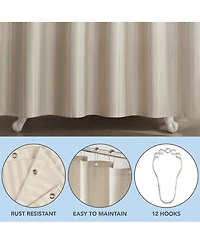 Host & Home Damask Shower Curtain Set with 12 Metal Rolling Rings, Weighted Hem, Rust-Proof Grommets, Fine 100% Polyester Yarn, 72x72, Three Proof Tre