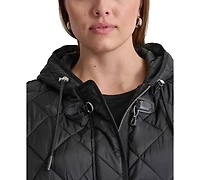 Dkny Plus Hooded Toggle-Front Quilted Coat