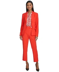 Karl Lagerfeld Womens Peak Lapel Jacket V Neck Ruffle Trim Top Extended Tab Pants