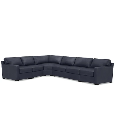 Radley 148" 5-Pc. Leather Wedge L Shape Modular Sectional, Created for Macy's