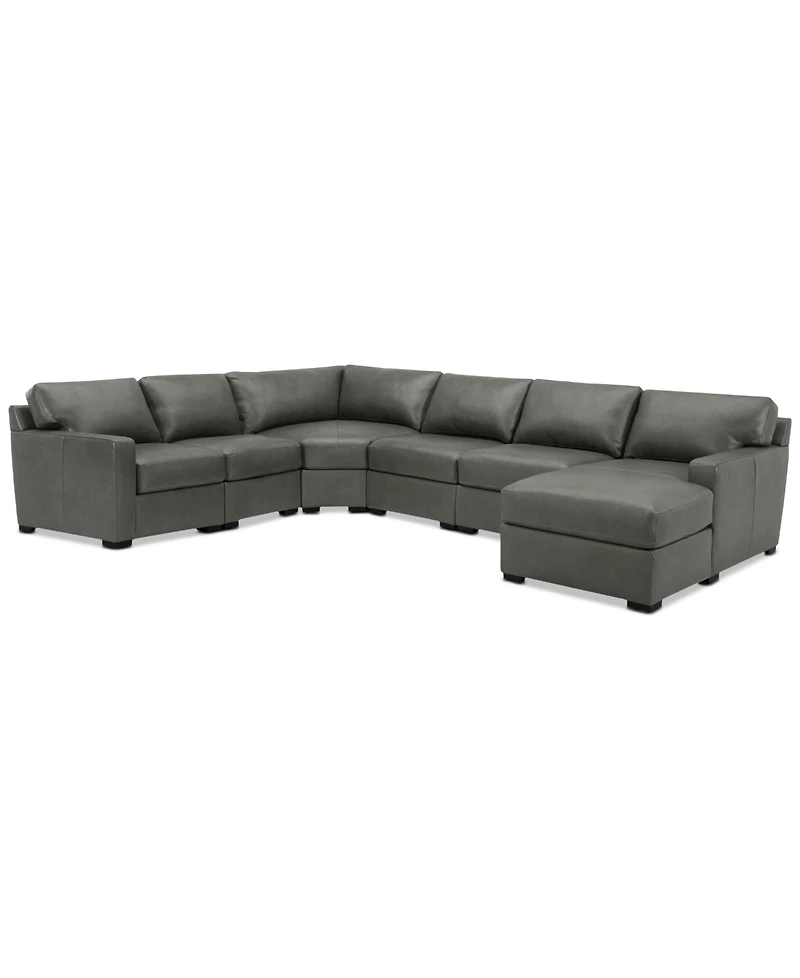 Radley 141" 6-Pc. Leather Wedge Modular Chaise Sectional, Created for Macy's