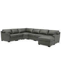 Radley 141" 6-Pc. Leather Wedge Modular Chaise Sectional, Created for Macy's