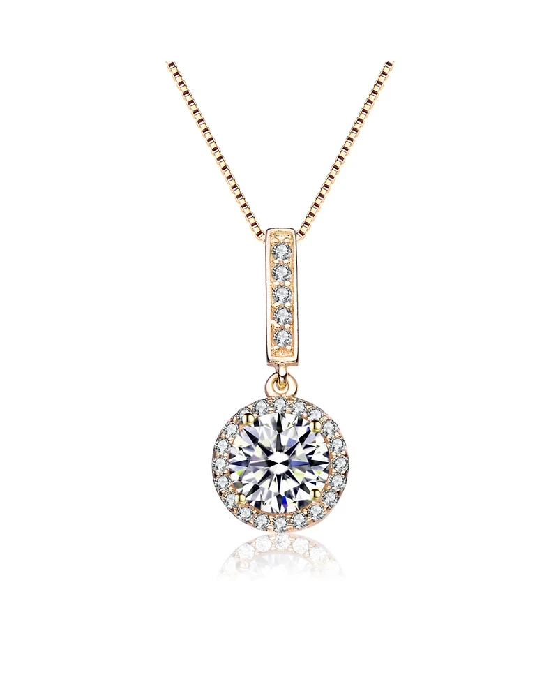 Sterling Silver Overlay Clear Cubic Zirconia Round Solitaire Necklace