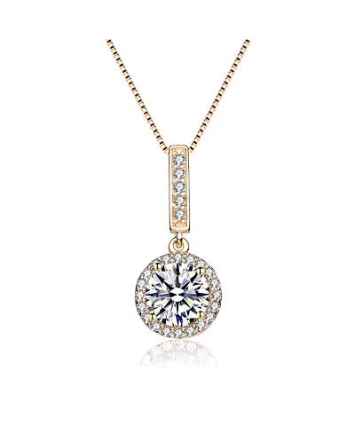 Sterling Silver Overlay Clear Cubic Zirconia Round Solitaire Necklace