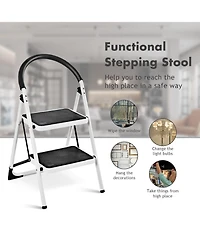Sugift 2.75 Feet Folding Step Stool with Iron Frame and Anti-Slip Pedals