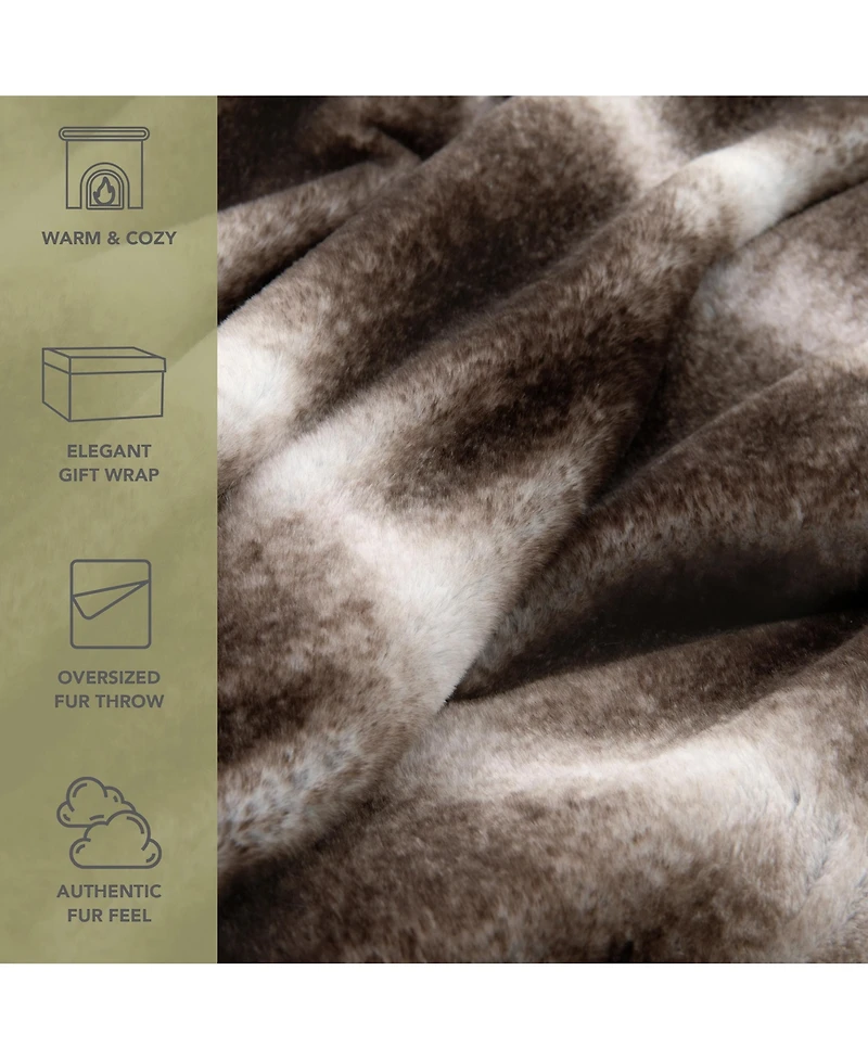 Aston & Arden Bronze Moon Faux Fur Throw Blanket, Soft, Furry Texture, Oversized Throw, 50x70, with Premium Gift Box