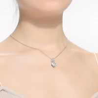 Sophisticated Sterling Silver White Gold Plated with Colored Heart Shaped Cubic Zirconia Pendant