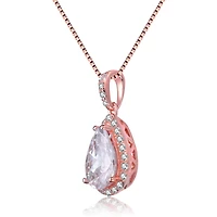 Sterling Silver with Clear Cubic Zirconia in Pear Shaped Pendant