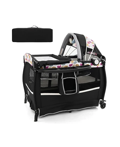 Slickblue Kids 4 in 1 Portable Pack and Play Nursery Center with Bassinet