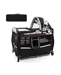 Slickblue Kids 4 in 1 Portable Pack and Play Nursery Center with Bassinet