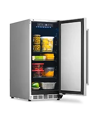 Newair 15" 3.2 Cu. Ft. Commercial Stainless Steel Built-in Beverage Refrigerator, Weatherproof and Outdoor Rated