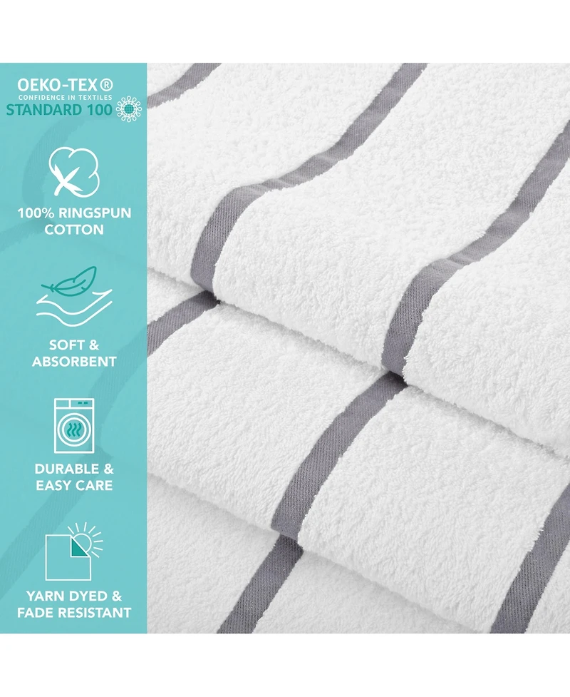Arkwright Home Las Rayas Beach Towels (4 Pack), 30x60 in., Striped Color Options, 100% Soft Cotton