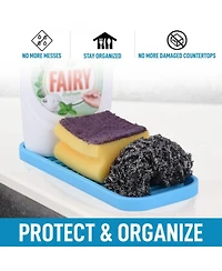 Silicone Sponge Holder for Kitchen Sink - Flexible Multipurpose Kitchen Soap Tray Sponge Organizer