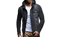 Leif Nelson Men's LN5240 Casual Denim Jacket with Knitted Sleeves