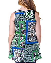 24seven Comfort Apparel Casual Print Scoop Neck Tank Top