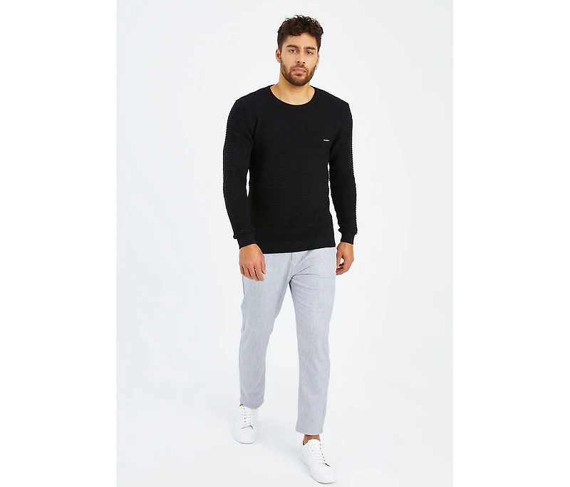 Leif Nelson Men's Sweater Pullover Hoodie Basic Crew Neck Sweatshirt Longsleeve Slim Fit