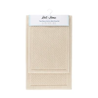 Host & Home Cotton Bath Rug, Stylish Textured Woven Design, Slip Resistant Backing, 5 Color Options, 2-Piece Set - 17x24 20x32