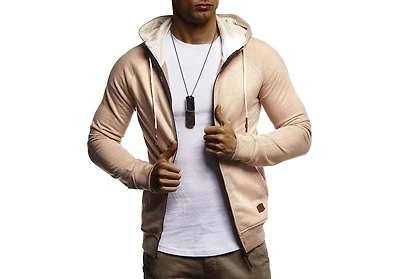 Leif Nelson Men's Full Zipped Slim Fit Sweatshirt Long Sleeve Hoodie Jacket Sweater Ln-8124 M - Black