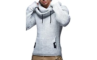 Leif Nelson Men's Cowl Neck Knitted Pullover with Thumbhole Cuffs
