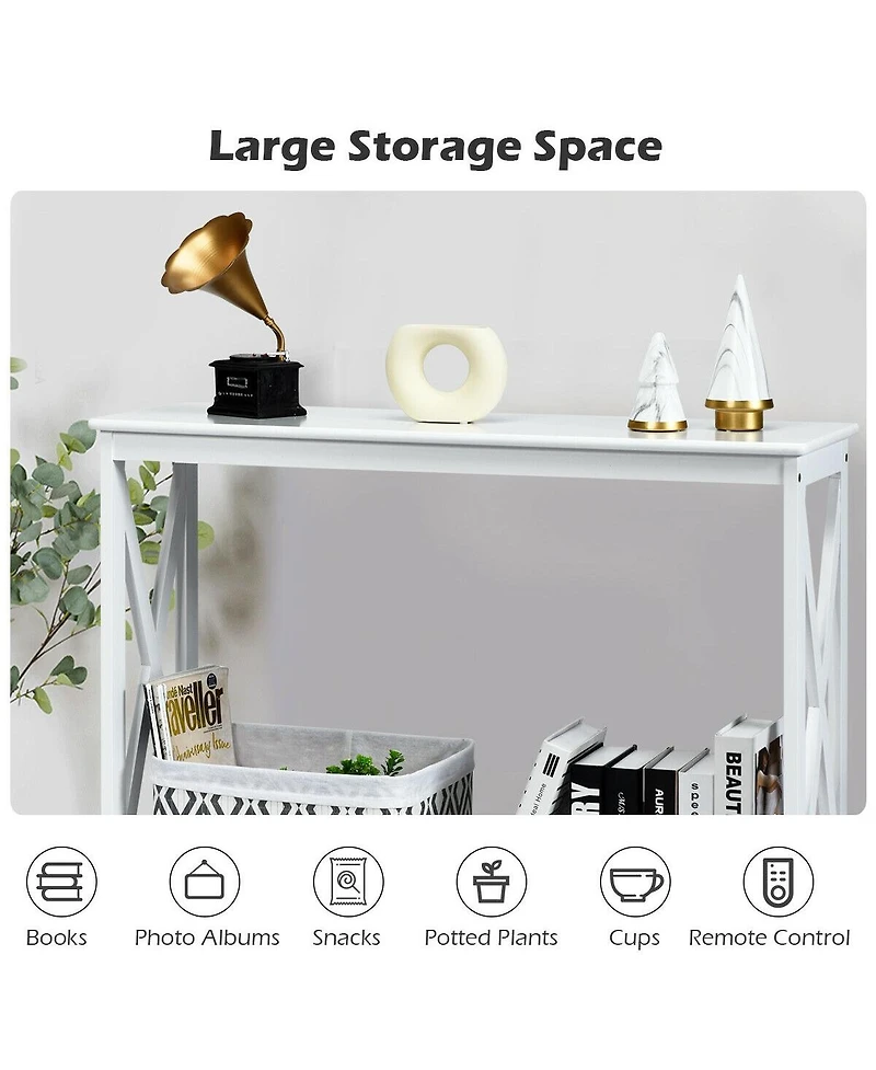 Slickblue 2-Tier Console X-Design Sofa Side Accent Table