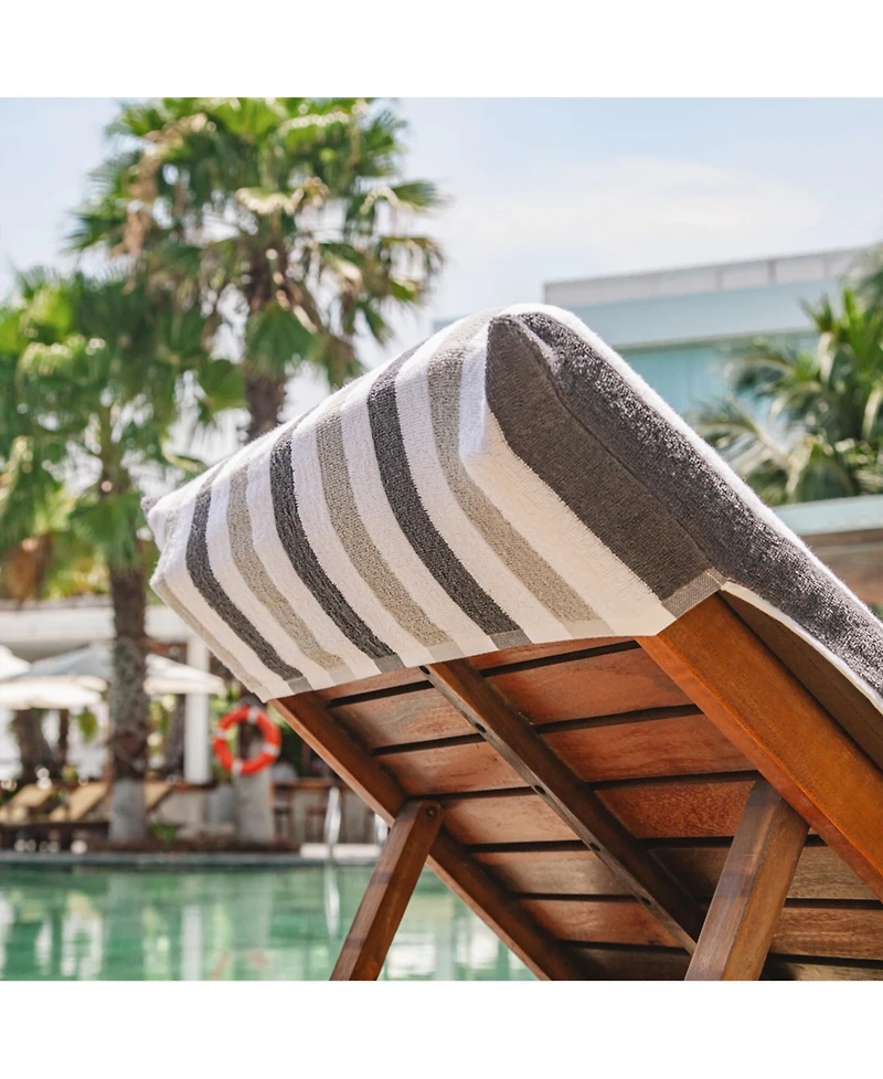 Arkwright Home Cabo Cabana Chaise Lounge Chair Covers (2 Pack), Striped Color Options, Soft Cotton, 30x85 in. with 8" Fitted Pocked for Beach