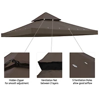 Yescom 10x10Ft UV30+ Gazebo Replacement Top for 2 Tier Outdoor Canopy Cover Patio Backyard Party Deck Coffee Liqueur